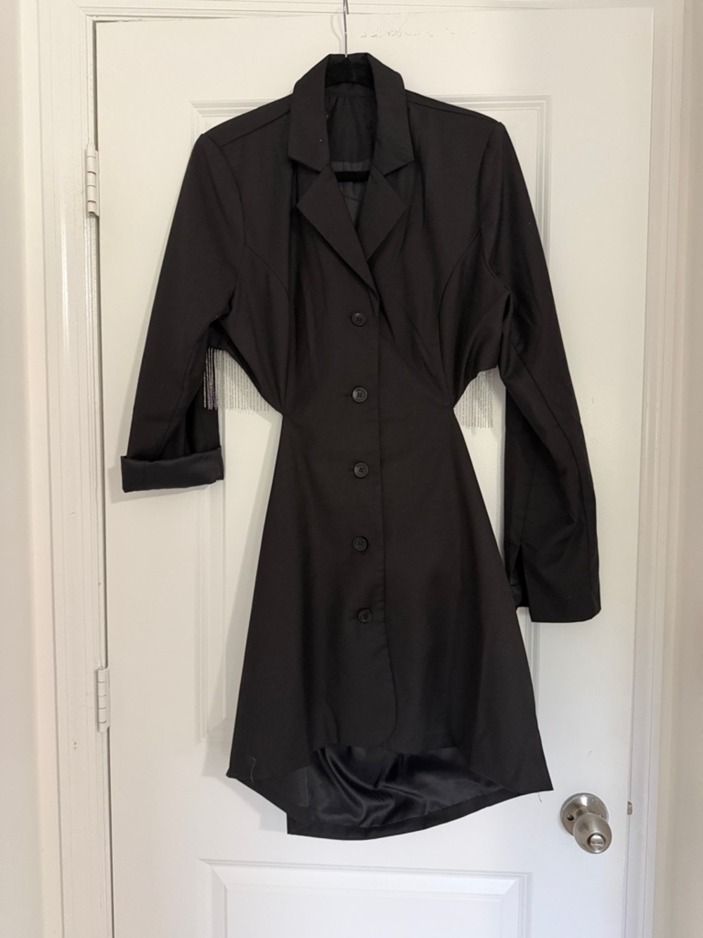 Black High-Low Buttoned Tailored Dress